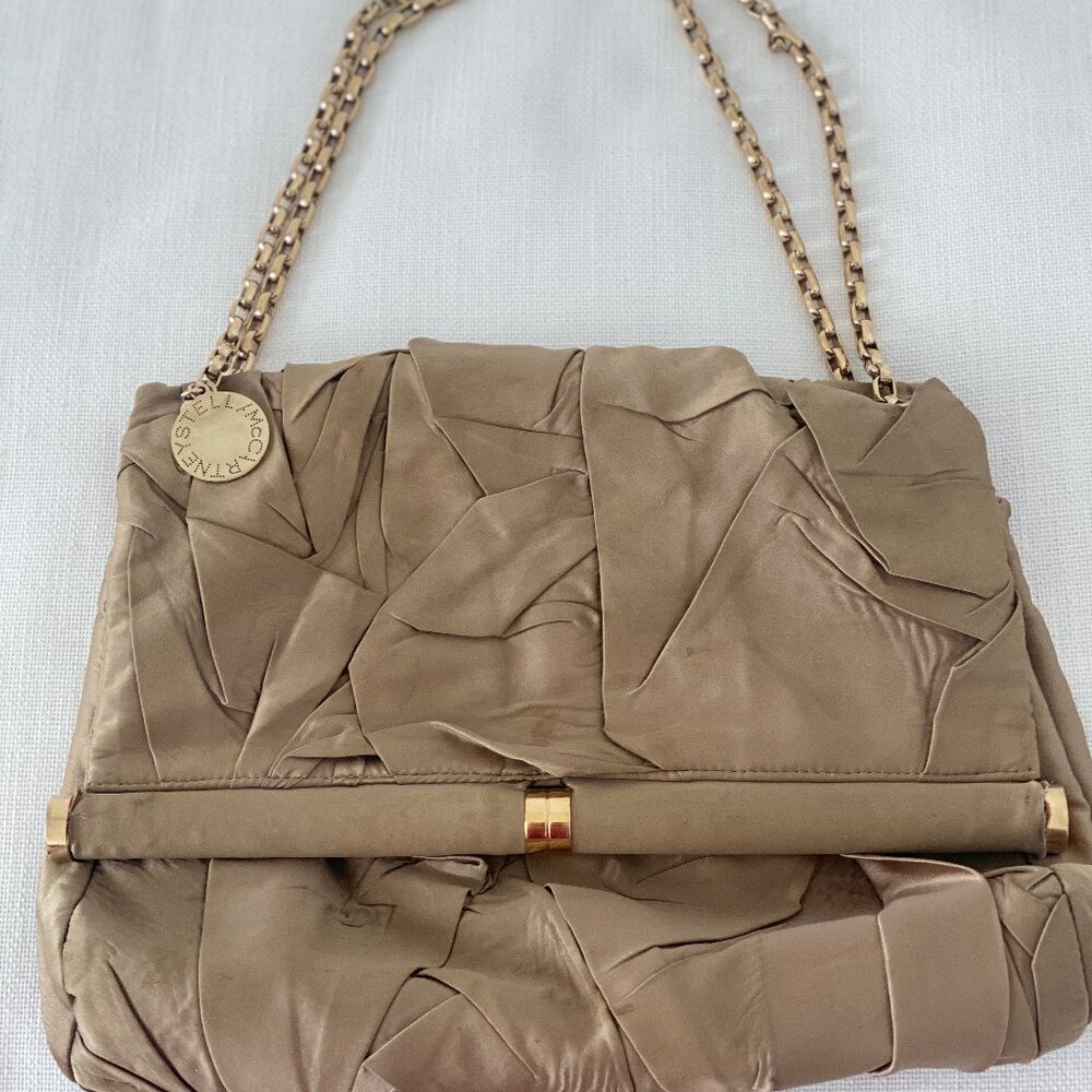 Stella McCartney Limited Edition Champagne Silk Bag with Gold Hardware